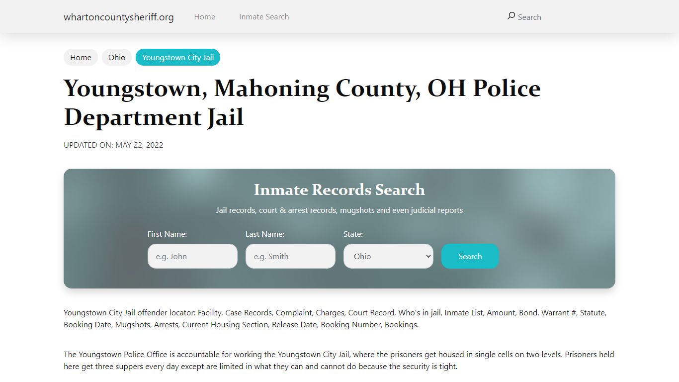 Youngstown, OH City Jail Inmates, Arrests