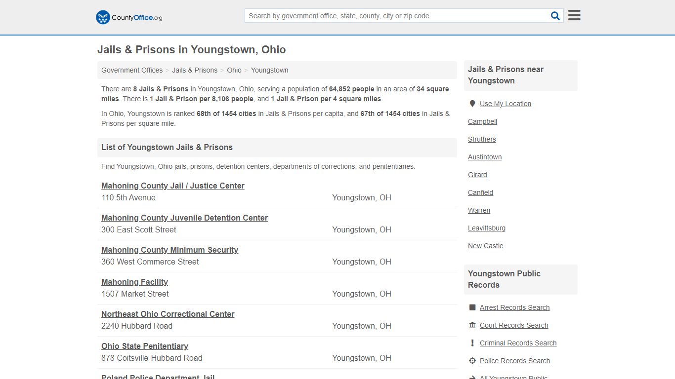 Jails & Prisons - Youngstown, OH (Inmate Rosters & Records)